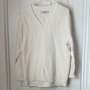 V-Neck Tunic Cream Sweater